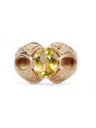 Kroužek žlutý perydot originální produkt vinobraní 14k s růžovým zlatým klasickým vinobraní Vrc135r